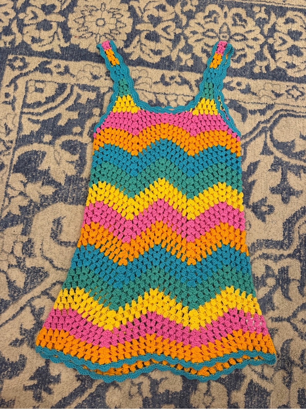 Show Me Your MuMu Pink, Orange & Teal Crochet Dress/Coverup